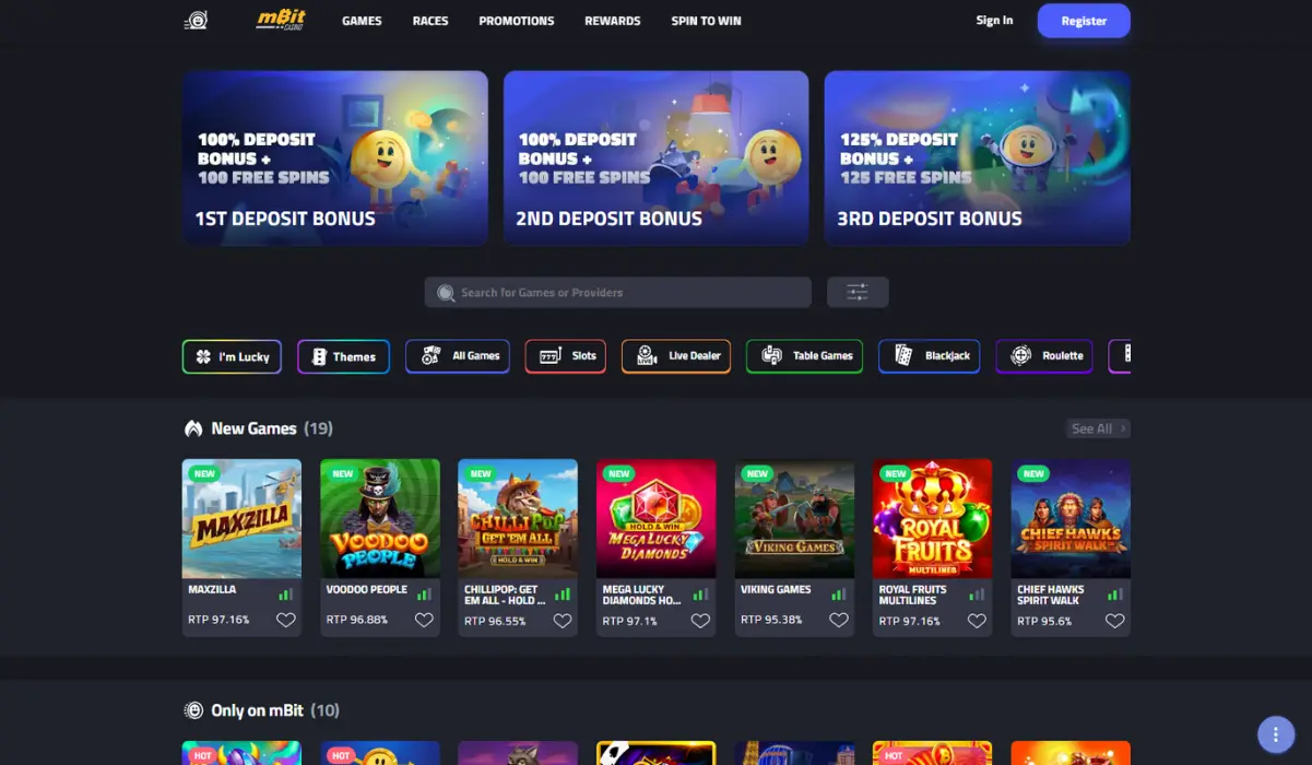 mBit casino Front page